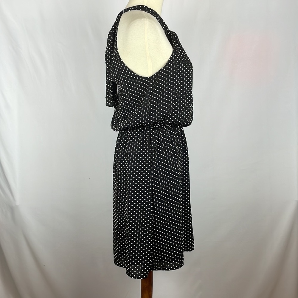 Express Black w/White Polka Dot Blousy Halter Dress w/Keyholes - Size Small - Picture 11 of 16